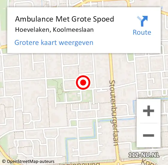 Locatie op kaart van de 112 melding: Ambulance Met Grote Spoed Naar Hoevelaken, Koolmeeslaan op 30 oktober 2022 14:05