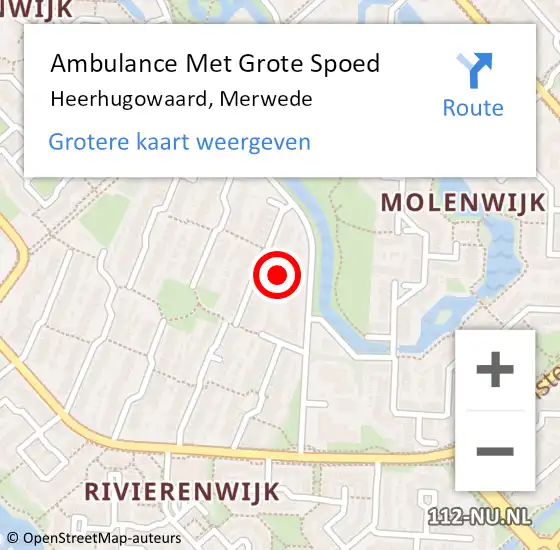 Locatie op kaart van de 112 melding: Ambulance Met Grote Spoed Naar Heerhugowaard, Merwede op 30 oktober 2022 14:09