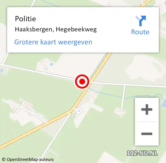 Locatie op kaart van de 112 melding: Politie Haaksbergen, Hegebeekweg op 30 oktober 2022 14:51