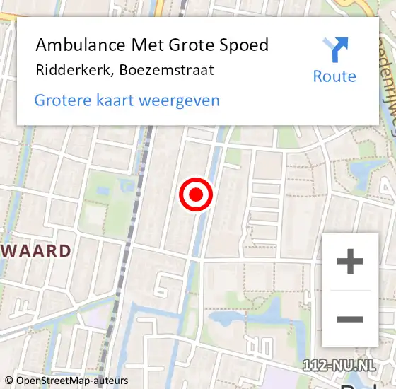Locatie op kaart van de 112 melding: Ambulance Met Grote Spoed Naar Ridderkerk, Boezemstraat op 30 oktober 2022 15:18