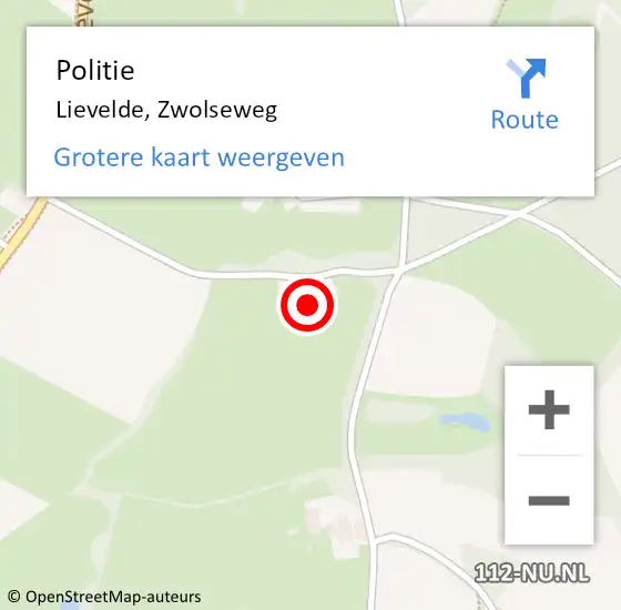 Locatie op kaart van de 112 melding: Politie Lievelde, Zwolseweg op 30 oktober 2022 15:23