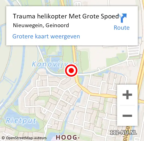 Locatie op kaart van de 112 melding: Trauma helikopter Met Grote Spoed Naar Nieuwegein, Geinoord op 30 oktober 2022 15:29