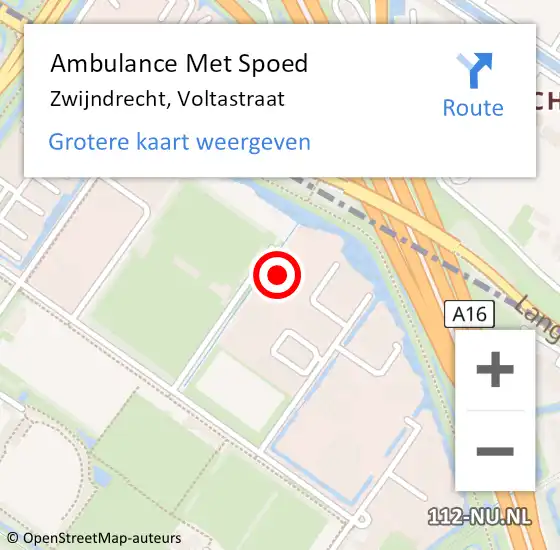 Locatie op kaart van de 112 melding: Ambulance Met Spoed Naar Zwijndrecht, Voltastraat op 30 oktober 2022 15:33