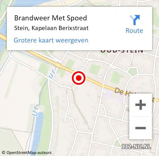 Locatie op kaart van de 112 melding: Brandweer Met Spoed Naar Stein, Kapelaan Berixstraat op 30 oktober 2022 15:34