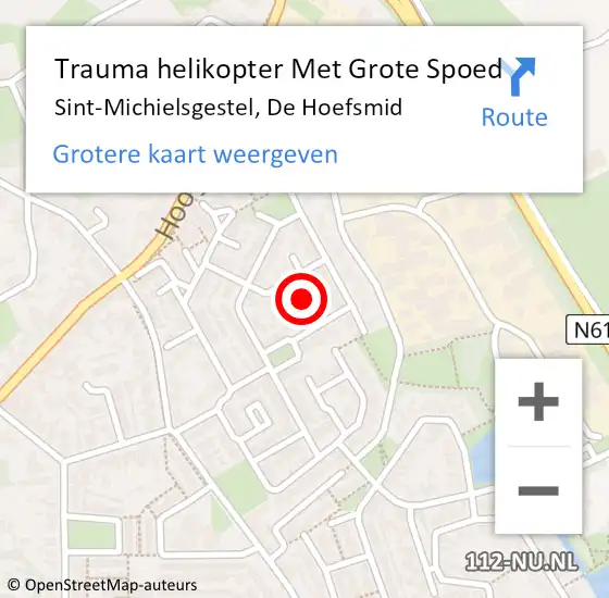 Locatie op kaart van de 112 melding: Trauma helikopter Met Grote Spoed Naar Sint-Michielsgestel, De Hoefsmid op 30 oktober 2022 15:38