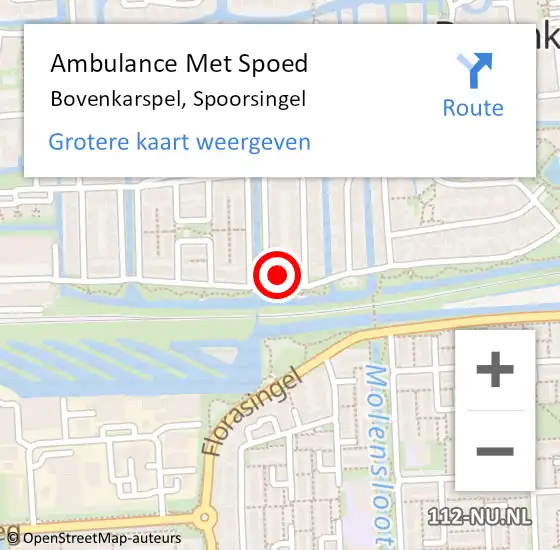 Locatie op kaart van de 112 melding: Ambulance Met Spoed Naar Bovenkarspel, Spoorsingel op 30 oktober 2022 15:38