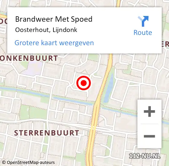 Locatie op kaart van de 112 melding: Brandweer Met Spoed Naar Oosterhout, Lijndonk op 30 oktober 2022 15:46