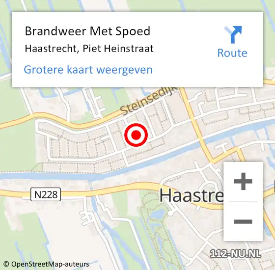 Locatie op kaart van de 112 melding: Brandweer Met Spoed Naar Haastrecht, Piet Heinstraat op 30 oktober 2022 16:04