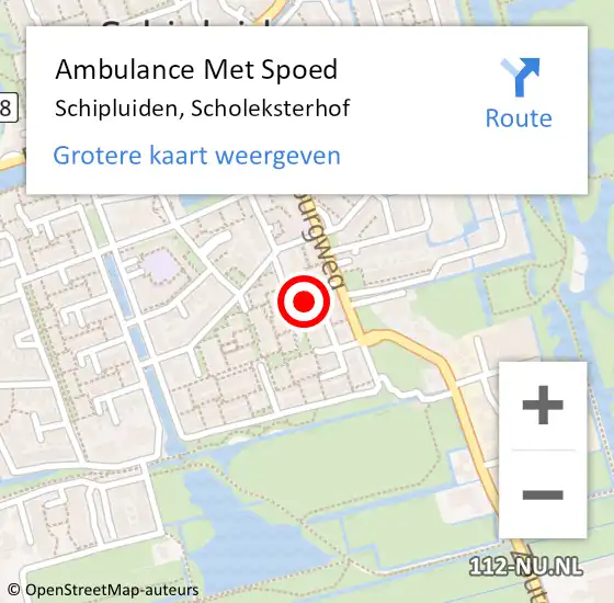 Locatie op kaart van de 112 melding: Ambulance Met Spoed Naar Schipluiden, Scholeksterhof op 30 oktober 2022 16:11