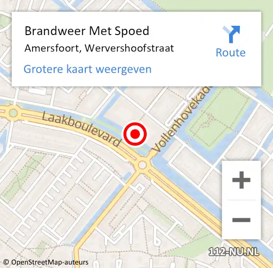 Locatie op kaart van de 112 melding: Brandweer Met Spoed Naar Amersfoort, Wervershoofstraat op 30 oktober 2022 16:27