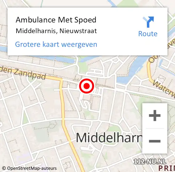 Locatie op kaart van de 112 melding: Ambulance Met Spoed Naar Middelharnis, Nieuwstraat op 30 oktober 2022 16:32