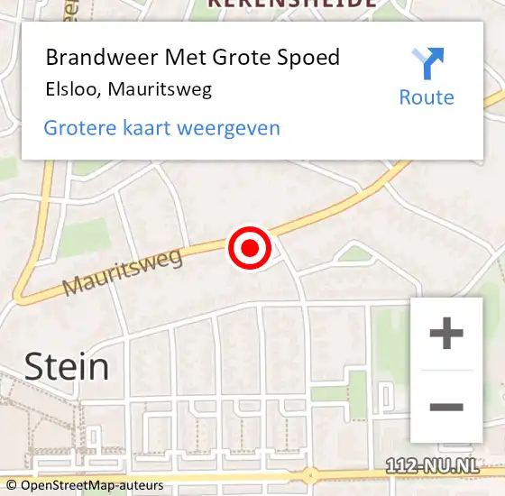 Locatie op kaart van de 112 melding: Brandweer Met Grote Spoed Naar Elsloo, Mauritsweg op 30 oktober 2022 16:35