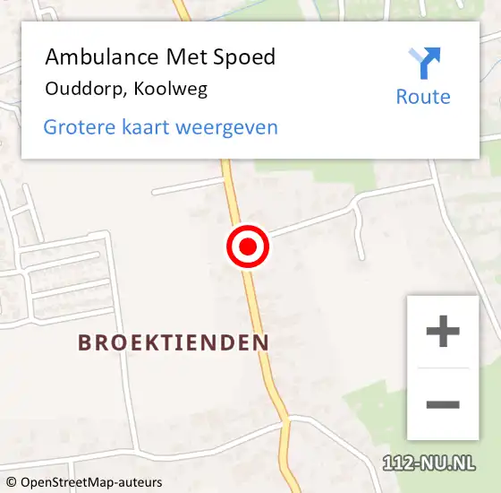 Locatie op kaart van de 112 melding: Ambulance Met Spoed Naar Ouddorp, Koolweg op 30 oktober 2022 16:44