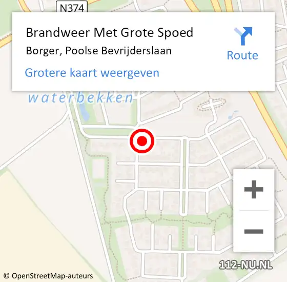 Locatie op kaart van de 112 melding: Brandweer Met Grote Spoed Naar Borger, Poolse Bevrijderslaan op 30 oktober 2022 16:46