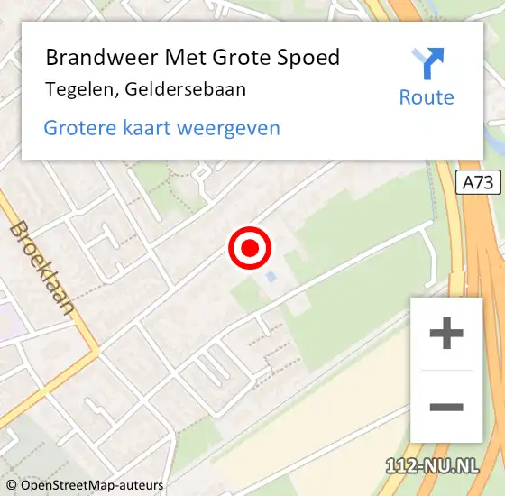 Locatie op kaart van de 112 melding: Brandweer Met Grote Spoed Naar Tegelen, Geldersebaan op 30 oktober 2022 16:49