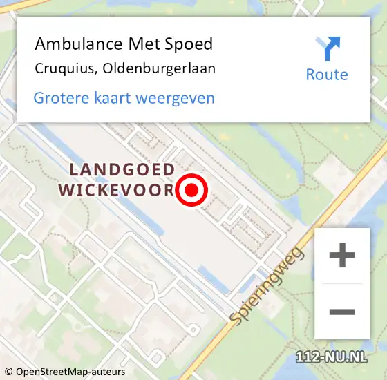 Locatie op kaart van de 112 melding: Ambulance Met Spoed Naar Cruquius, Oldenburgerlaan op 30 oktober 2022 17:05