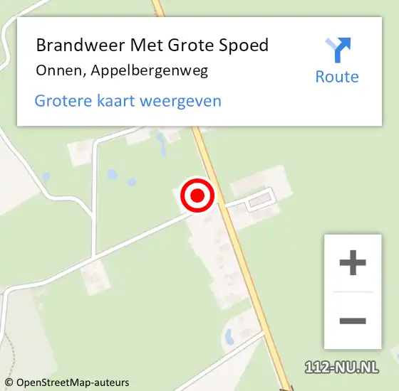 Locatie op kaart van de 112 melding: Brandweer Met Grote Spoed Naar Onnen, Appelbergenweg op 30 oktober 2022 17:13