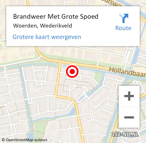 Locatie op kaart van de 112 melding: Brandweer Met Grote Spoed Naar Woerden, Wederikveld op 30 oktober 2022 17:13