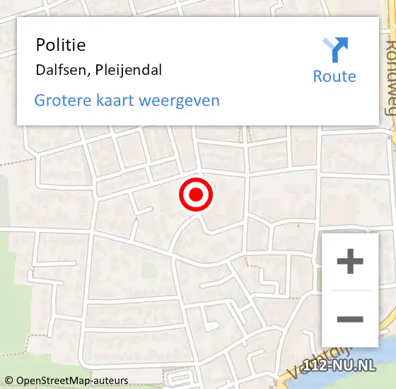 Locatie op kaart van de 112 melding: Politie Dalfsen, Pleijendal op 30 oktober 2022 17:34