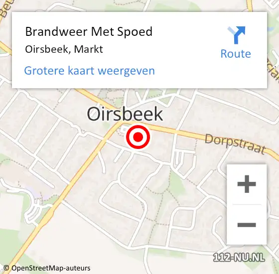 Locatie op kaart van de 112 melding: Brandweer Met Spoed Naar Oirsbeek, Markt op 30 oktober 2022 17:41