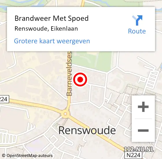 Locatie op kaart van de 112 melding: Brandweer Met Spoed Naar Renswoude, Eikenlaan op 30 oktober 2022 17:47