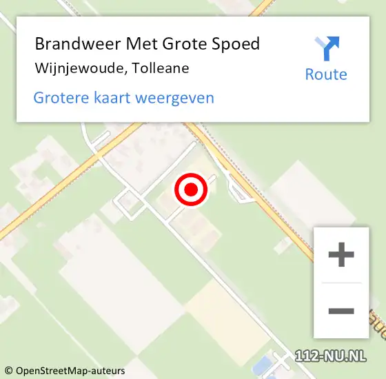 Locatie op kaart van de 112 melding: Brandweer Met Grote Spoed Naar Wijnjewoude, Tolleane op 30 oktober 2022 17:55