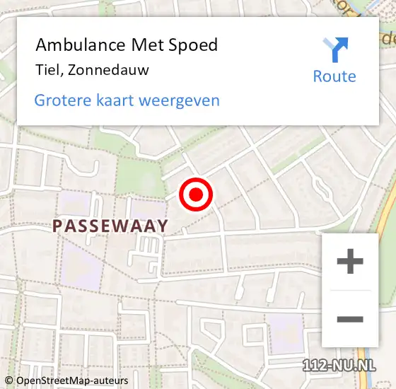 Locatie op kaart van de 112 melding: Ambulance Met Spoed Naar Tiel, Zonnedauw op 30 oktober 2022 18:01