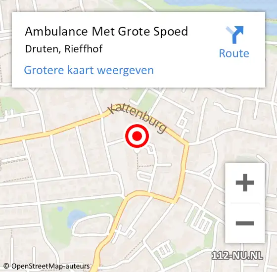Locatie op kaart van de 112 melding: Ambulance Met Grote Spoed Naar Druten, Rieffhof op 30 oktober 2022 18:12