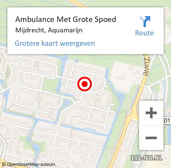 Locatie op kaart van de 112 melding: Ambulance Met Grote Spoed Naar Mijdrecht, Aquamarijn op 30 oktober 2022 18:15