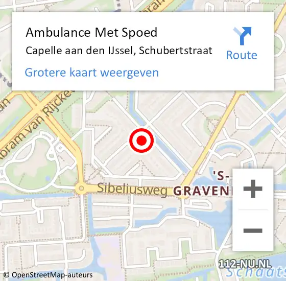 Locatie op kaart van de 112 melding: Ambulance Met Spoed Naar Capelle aan den IJssel, Schubertstraat op 30 oktober 2022 18:23