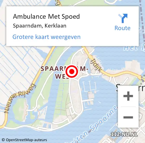 Locatie op kaart van de 112 melding: Ambulance Met Spoed Naar Spaarndam, Kerklaan op 30 oktober 2022 18:31