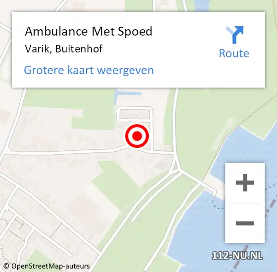 Locatie op kaart van de 112 melding: Ambulance Met Spoed Naar Varik, Buitenhof op 30 oktober 2022 18:46