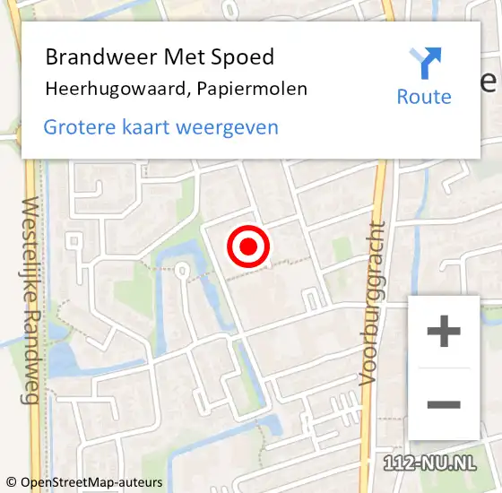 Locatie op kaart van de 112 melding: Brandweer Met Spoed Naar Heerhugowaard, Papiermolen op 30 oktober 2022 18:55