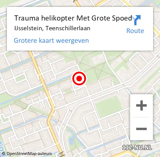 Locatie op kaart van de 112 melding: Trauma helikopter Met Grote Spoed Naar IJsselstein, Teenschillerlaan op 30 oktober 2022 19:09