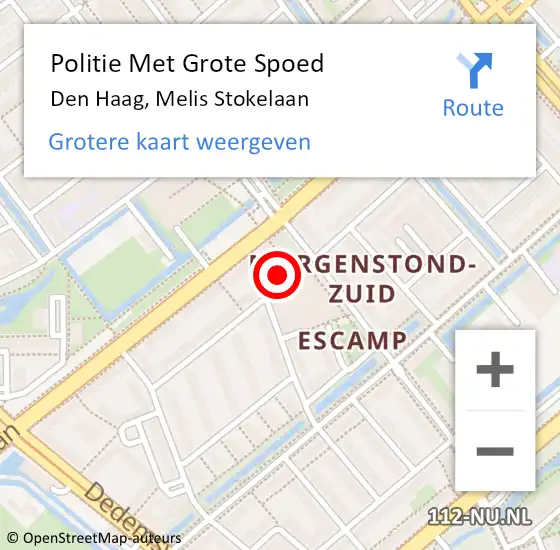 Locatie op kaart van de 112 melding: Politie Met Grote Spoed Naar Den Haag, Melis Stokelaan op 30 oktober 2022 19:48