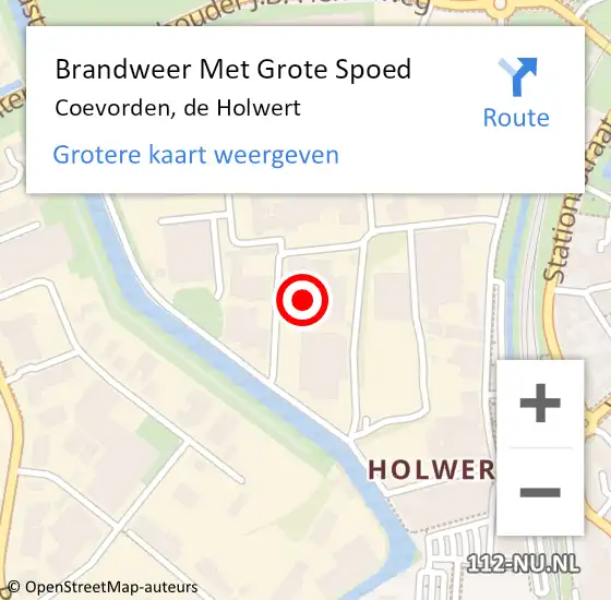Locatie op kaart van de 112 melding: Brandweer Met Grote Spoed Naar Coevorden, de Holwert op 30 oktober 2022 19:53