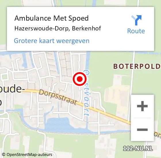 Locatie op kaart van de 112 melding: Ambulance Met Spoed Naar Hazerswoude-Dorp, Berkenhof op 30 oktober 2022 20:01