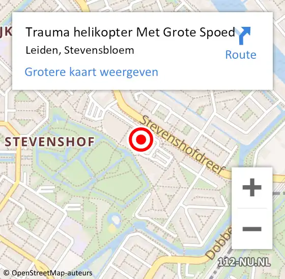 Locatie op kaart van de 112 melding: Trauma helikopter Met Grote Spoed Naar Leiden, Stevensbloem op 30 oktober 2022 20:25