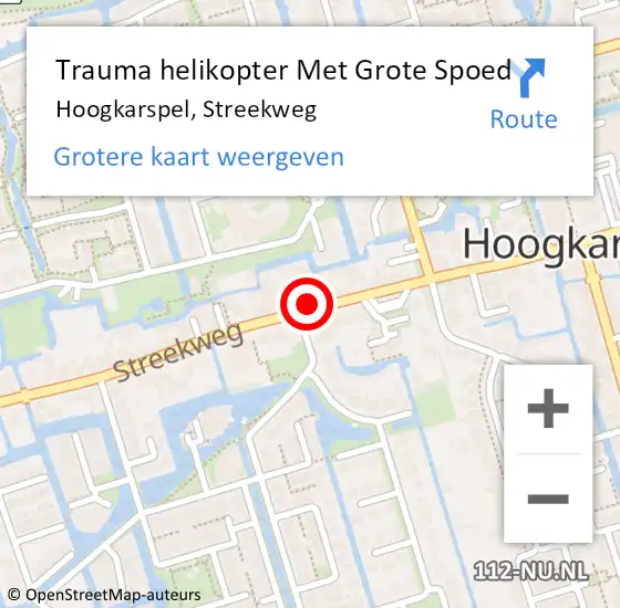 Locatie op kaart van de 112 melding: Trauma helikopter Met Grote Spoed Naar Hoogkarspel, Streekweg op 30 oktober 2022 20:39