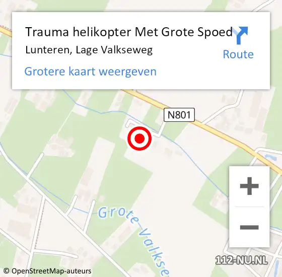 Locatie op kaart van de 112 melding: Trauma helikopter Met Grote Spoed Naar Lunteren, Lage Valkseweg op 30 oktober 2022 20:51
