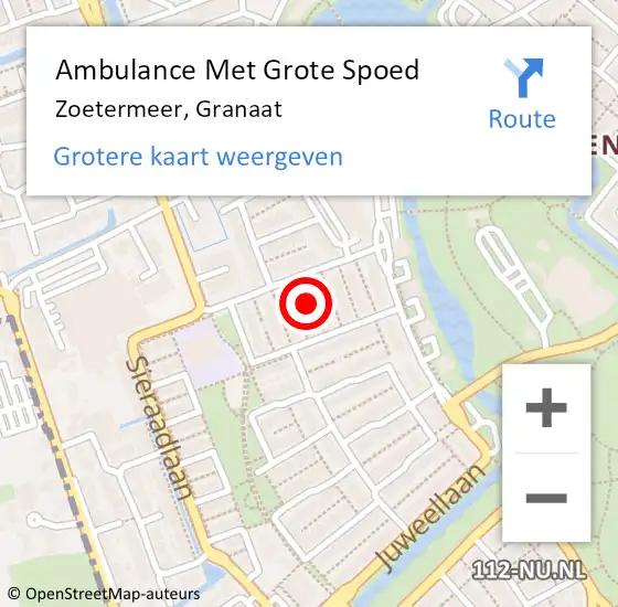 Locatie op kaart van de 112 melding: Ambulance Met Grote Spoed Naar Zoetermeer, Granaat op 30 oktober 2022 20:54