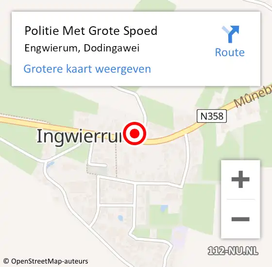 Locatie op kaart van de 112 melding: Politie Met Grote Spoed Naar Engwierum, Dodingawei op 30 oktober 2022 21:18