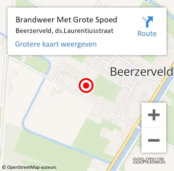 Locatie op kaart van de 112 melding: Brandweer Met Grote Spoed Naar Beerzerveld, ds.Laurentiusstraat op 30 oktober 2022 21:23