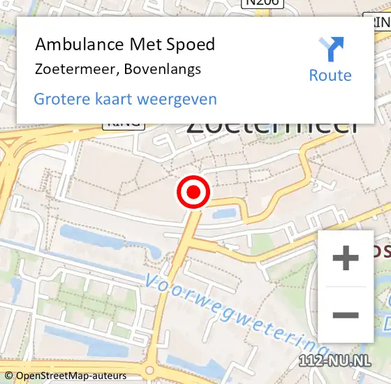 Locatie op kaart van de 112 melding: Ambulance Met Spoed Naar Zoetermeer, Bovenlangs op 30 oktober 2022 21:36