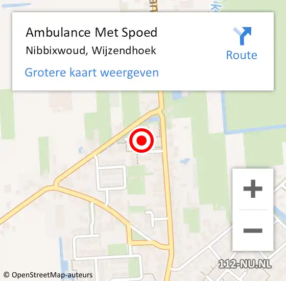 Locatie op kaart van de 112 melding: Ambulance Met Spoed Naar Nibbixwoud, Wijzendhoek op 30 oktober 2022 22:06