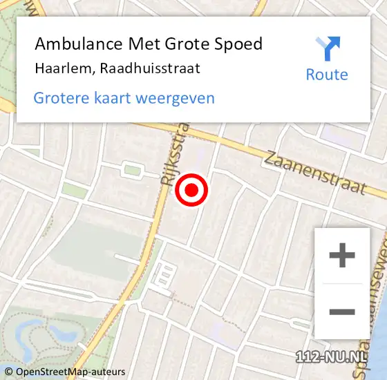 Locatie op kaart van de 112 melding: Ambulance Met Grote Spoed Naar Haarlem, Raadhuisstraat op 30 oktober 2022 22:56