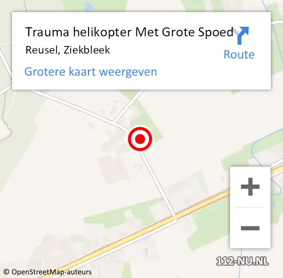 Locatie op kaart van de 112 melding: Trauma helikopter Met Grote Spoed Naar Reusel, Ziekbleek op 31 oktober 2022 00:48