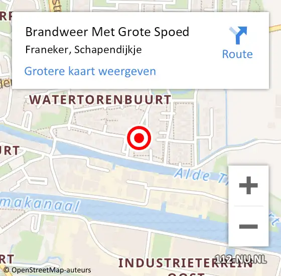 Locatie op kaart van de 112 melding: Brandweer Met Grote Spoed Naar Franeker, Schapendijkje op 31 oktober 2022 02:19