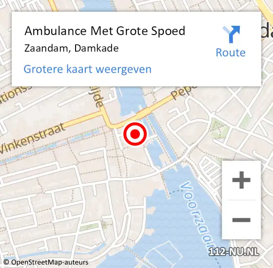 Locatie op kaart van de 112 melding: Ambulance Met Grote Spoed Naar Zaandam, Damkade op 31 oktober 2022 03:29