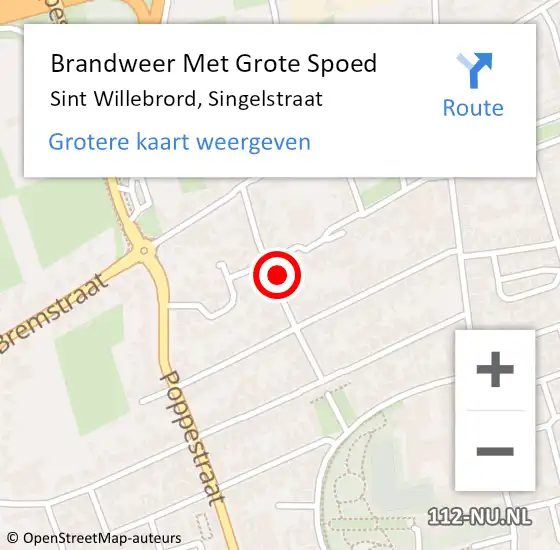 Locatie op kaart van de 112 melding: Brandweer Met Grote Spoed Naar Sint Willebrord, Singelstraat op 31 oktober 2022 04:51